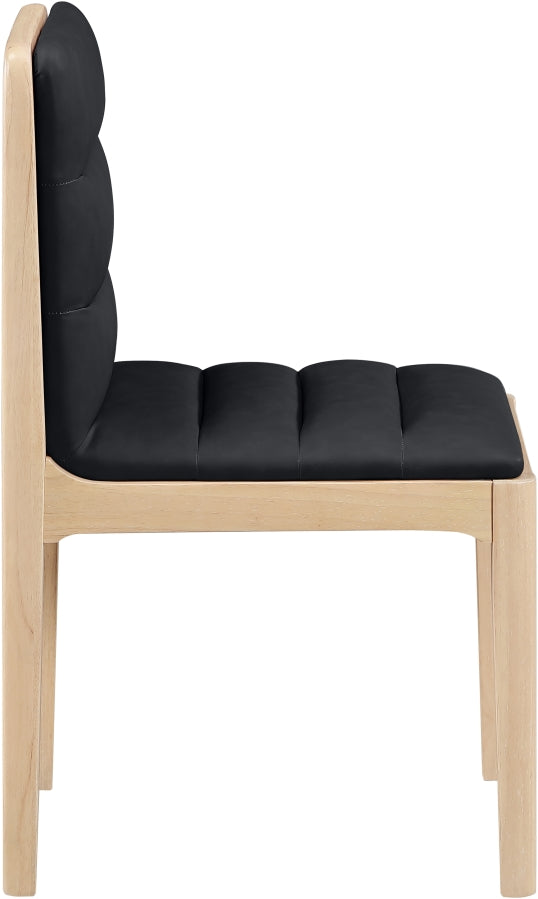 Ellis Cane And Vegan Leather Upholstered Dining Chair in Black, Set of 2 - 88047Black-C