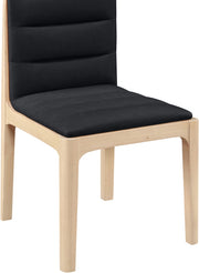 Ellis Cane And Vegan Leather Upholstered Dining Chair in Black, Set of 2 - 88047Black-C