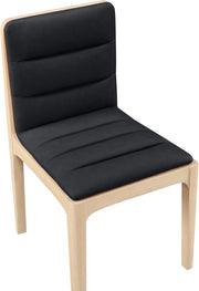 Ellis Cane And Vegan Leather Upholstered Dining Chair in Black, Set of 2 - 88047Black-C