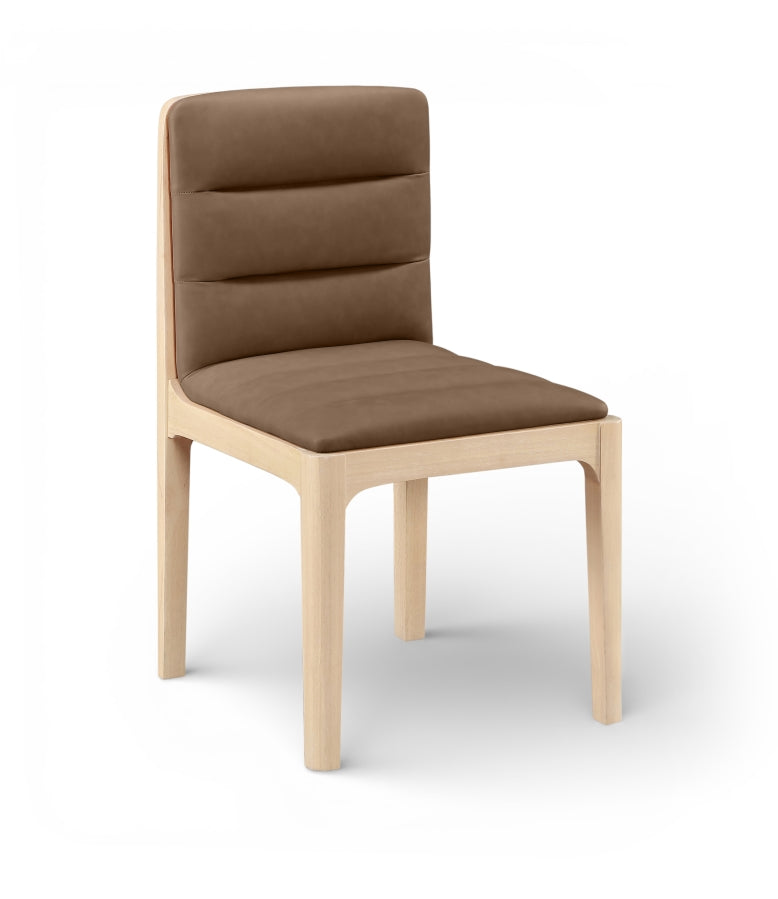 Ellis Cane And Vegan Leather Upholstered Dining Chair in Brown, Set of 2 - 88047Brown-C
