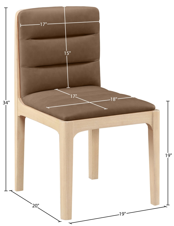 Ellis Cane And Vegan Leather Upholstered Dining Chair in Brown, Set of 2 - 88047Brown-C