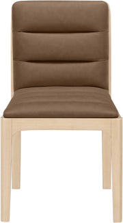 Ellis Cane And Vegan Leather Upholstered Dining Chair in Brown, Set of 2 - 88047Brown-C