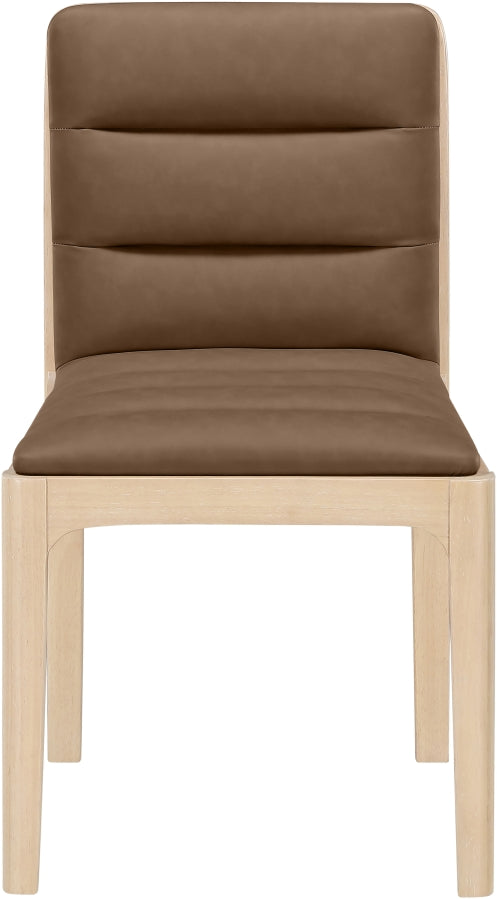 Ellis Cane And Vegan Leather Upholstered Dining Chair in Brown, Set of 2 - 88047Brown-C