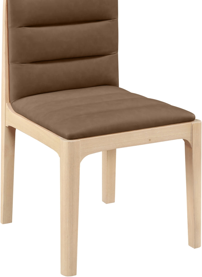 Ellis Cane And Vegan Leather Upholstered Dining Chair in Brown, Set of 2 - 88047Brown-C