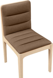 Ellis Cane And Vegan Leather Upholstered Dining Chair in Brown, Set of 2 - 88047Brown-C