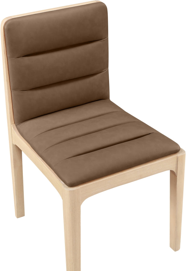 Ellis Cane And Vegan Leather Upholstered Dining Chair in Brown, Set of 2 - 88047Brown-C