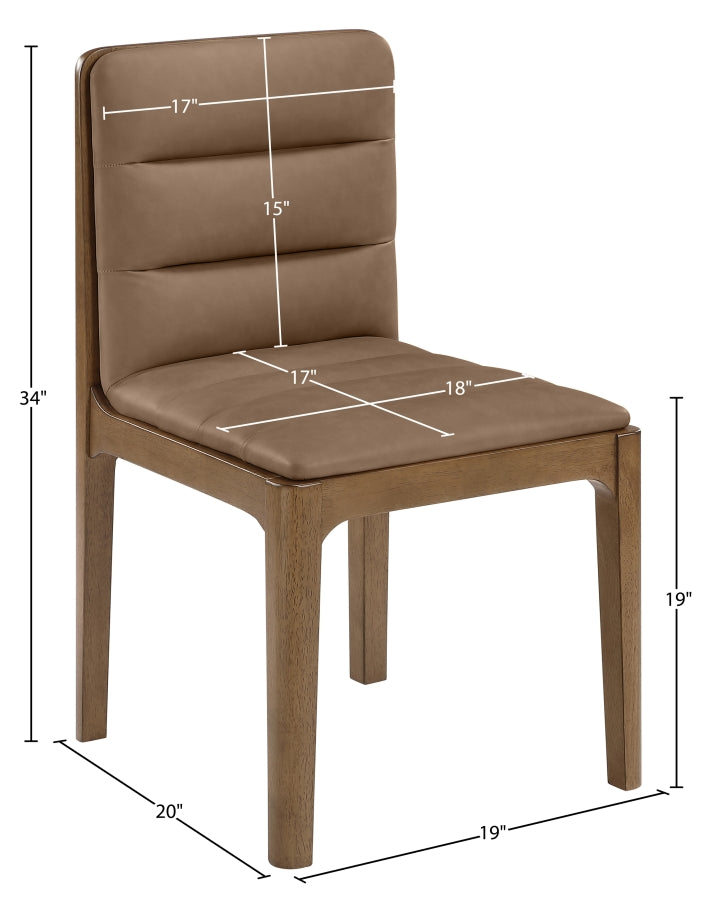 Ellis Cane And Vegan Leather Upholstered Dining Chair in Brown, Set of 2 - 88050Brown-C