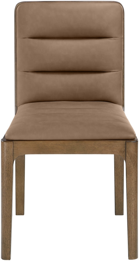 Ellis Cane And Vegan Leather Upholstered Dining Chair in Brown, Set of 2 - 88050Brown-C