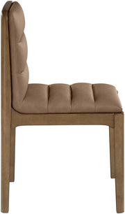 Ellis Cane And Vegan Leather Upholstered Dining Chair in Brown, Set of 2 - 88050Brown-C