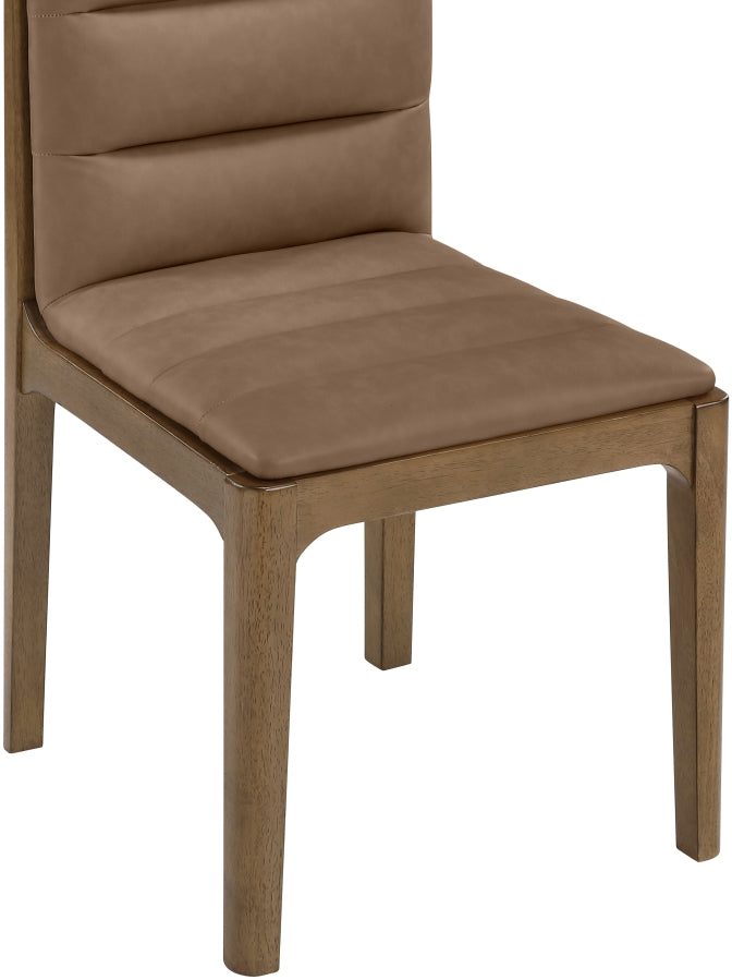 Ellis Cane And Vegan Leather Upholstered Dining Chair in Brown, Set of 2 - 88050Brown-C
