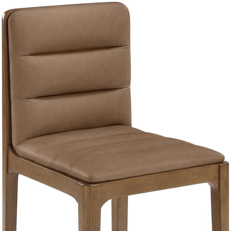 Ellis Cane And Vegan Leather Upholstered Dining Chair in Brown, Set of 2 - 88050Brown-C