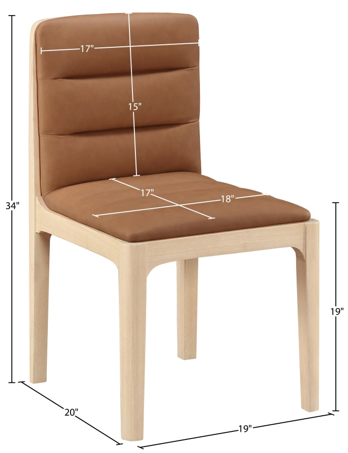 Ellis Cane And Vegan Leather Upholstered Dining Chair in Cognac, Set of 2 - 88047Cognac-C