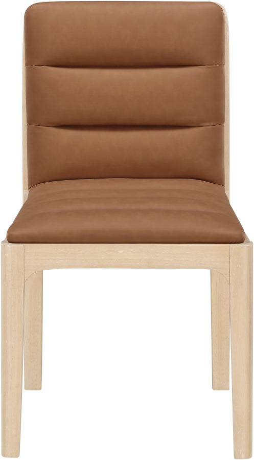 Ellis Cane And Vegan Leather Upholstered Dining Chair in Cognac, Set of 2 - 88047Cognac-C