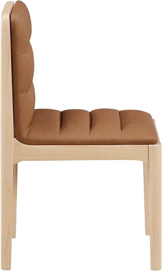 Ellis Cane And Vegan Leather Upholstered Dining Chair in Cognac, Set of 2 - 88047Cognac-C
