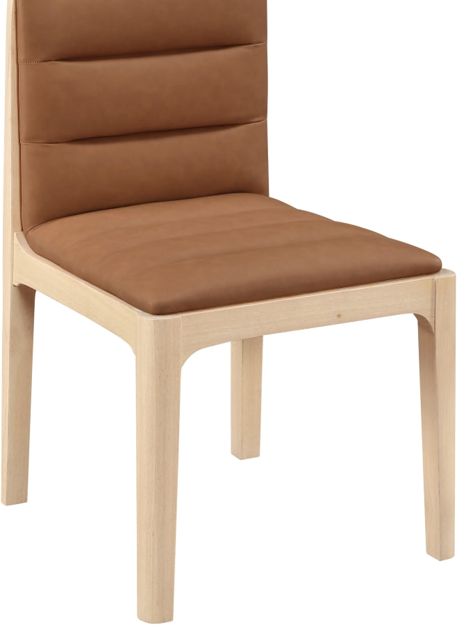 Ellis Cane And Vegan Leather Upholstered Dining Chair in Cognac, Set of 2 - 88047Cognac-C