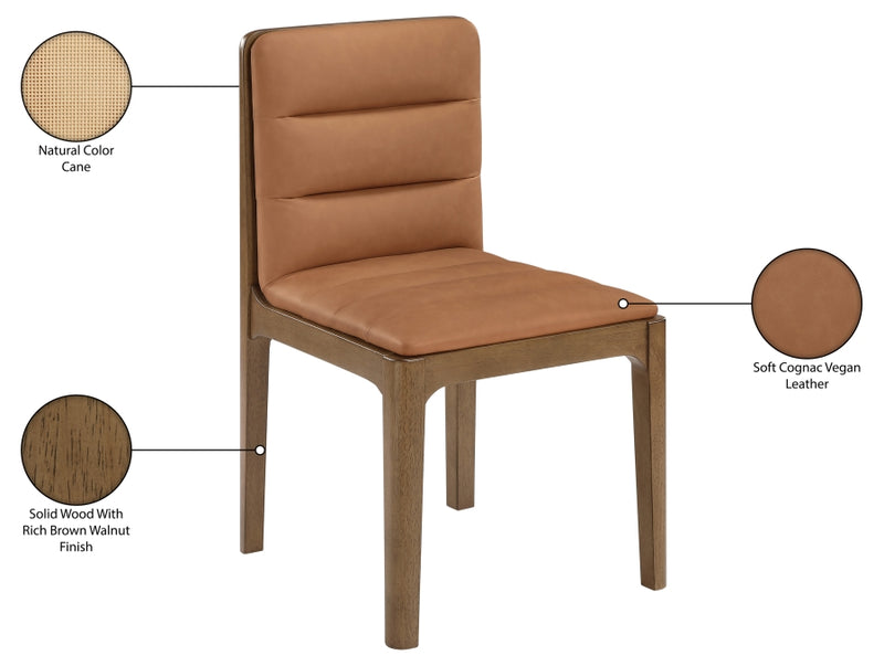 Ellis Cane And Vegan Leather Upholstered Dining Chair in Cognac, Set of 2 - 88050Cognac-C