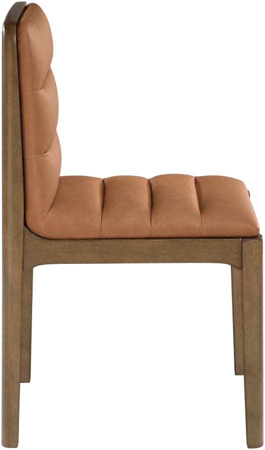 Ellis Cane And Vegan Leather Upholstered Dining Chair in Cognac, Set of 2 - 88050Cognac-C