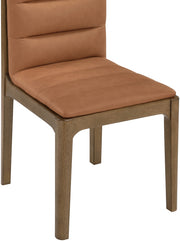 Ellis Cane And Vegan Leather Upholstered Dining Chair in Cognac, Set of 2 - 88050Cognac-C