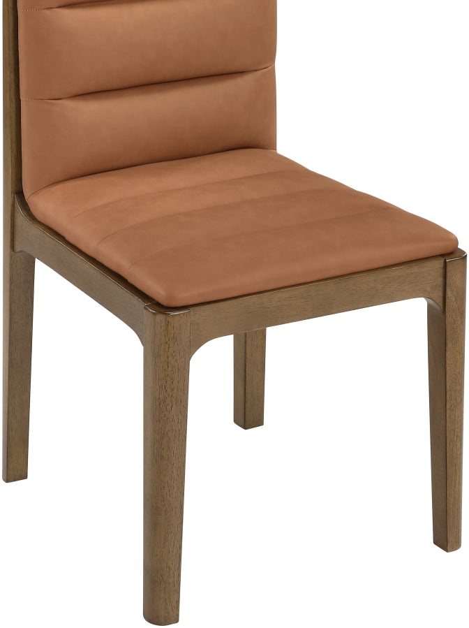 Ellis Cane And Vegan Leather Upholstered Dining Chair in Cognac, Set of 2 - 88050Cognac-C