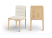 Ellis Cane And Vegan Leather Upholstered Dining Chair in Cream, Set of 2 - 88047Cream-C
