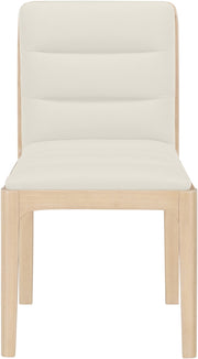Ellis Cane And Vegan Leather Upholstered Dining Chair in Cream, Set of 2 - 88047Cream-C