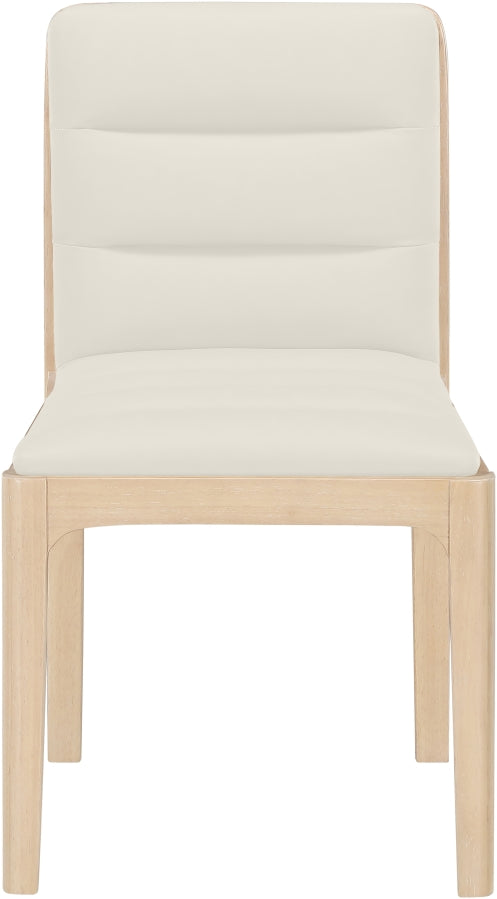 Ellis Cane And Vegan Leather Upholstered Dining Chair in Cream, Set of 2 - 88047Cream-C