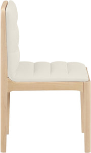 Ellis Cane And Vegan Leather Upholstered Dining Chair in Cream, Set of 2 - 88047Cream-C