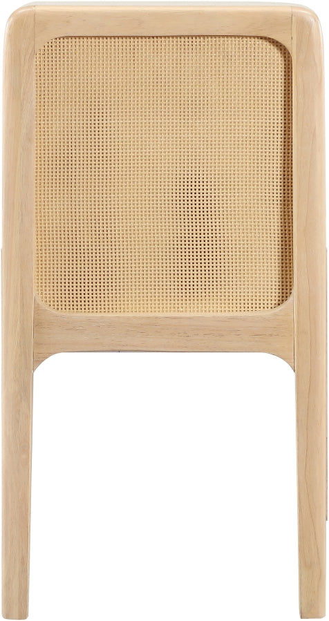 Ellis Cane And Vegan Leather Upholstered Dining Chair in Cream, Set of 2 - 88047Cream-C