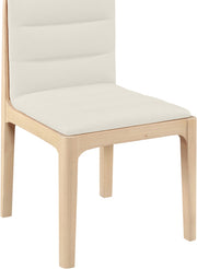 Ellis Cane And Vegan Leather Upholstered Dining Chair in Cream, Set of 2 - 88047Cream-C