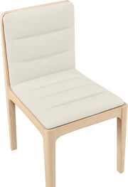 Ellis Cane And Vegan Leather Upholstered Dining Chair in Cream, Set of 2 - 88047Cream-C