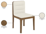 Ellis Cane And Vegan Leather Upholstered Dining Chair in Cream, Set of 2 - 88050Cream-C