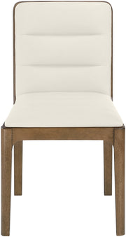 Ellis Cane And Vegan Leather Upholstered Dining Chair in Cream, Set of 2 - 88050Cream-C