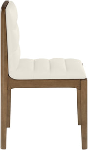 Ellis Cane And Vegan Leather Upholstered Dining Chair in Cream, Set of 2 - 88050Cream-C