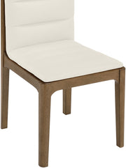 Ellis Cane And Vegan Leather Upholstered Dining Chair in Cream, Set of 2 - 88050Cream-C