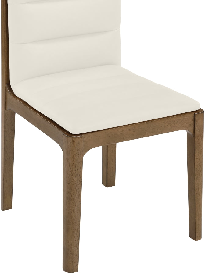 Ellis Cane And Vegan Leather Upholstered Dining Chair in Cream, Set of 2 - 88050Cream-C