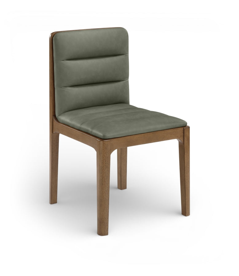 Ellis Cane And Vegan Leather Upholstered Dining Chair in Green, Set of 2 - 88050Green-C