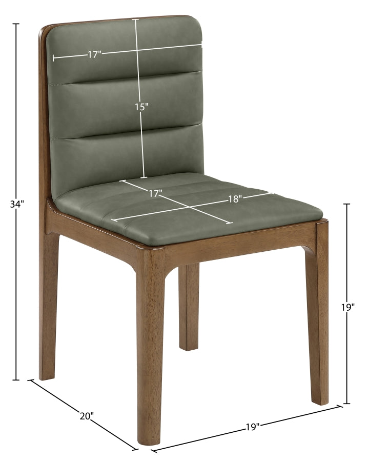 Ellis Cane And Vegan Leather Upholstered Dining Chair in Green, Set of 2 - 88050Green-C