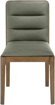 Ellis Cane And Vegan Leather Upholstered Dining Chair in Green, Set of 2 - 88050Green-C