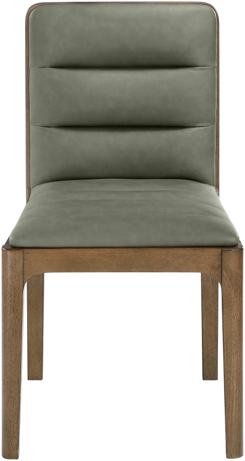 Ellis Cane And Vegan Leather Upholstered Dining Chair in Green, Set of 2 - 88050Green-C