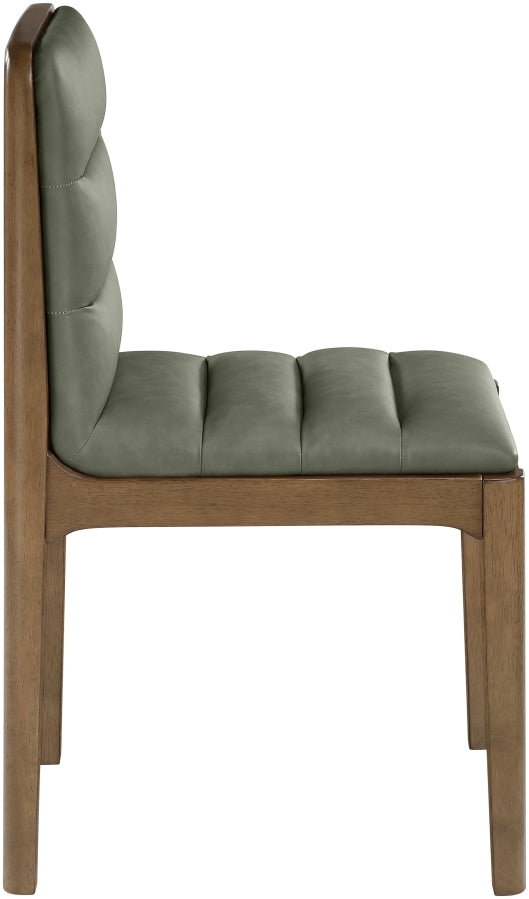 Ellis Cane And Vegan Leather Upholstered Dining Chair in Green, Set of 2 - 88050Green-C