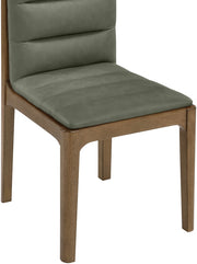 Ellis Cane And Vegan Leather Upholstered Dining Chair in Green, Set of 2 - 88050Green-C