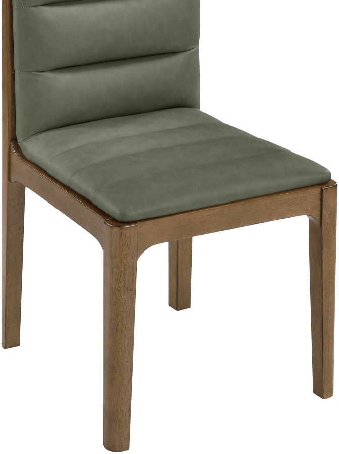 Ellis Cane And Vegan Leather Upholstered Dining Chair in Green, Set of 2 - 88050Green-C