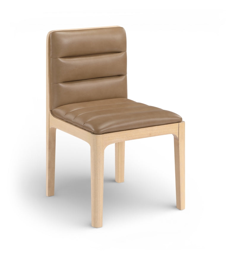Ellis Cane And Vegan Leather Upholstered Dining Chair in Tan, Set of 2 - 88047Tan-C