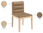 Ellis Cane And Vegan Leather Upholstered Dining Chair in Tan, Set of 2 - 88047Tan-C