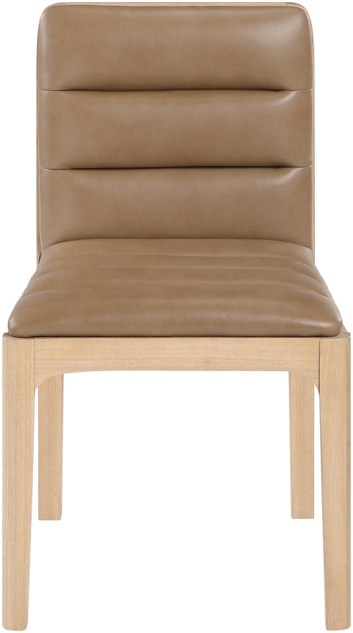 Ellis Cane And Vegan Leather Upholstered Dining Chair in Tan, Set of 2 - 88047Tan-C
