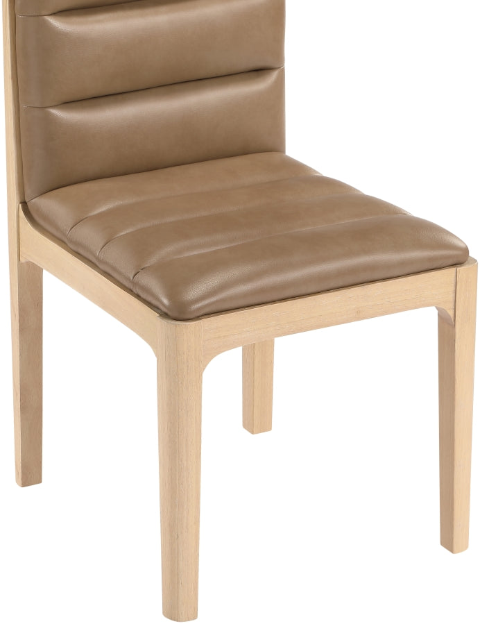 Ellis Cane And Vegan Leather Upholstered Dining Chair in Tan, Set of 2 - 88047Tan-C