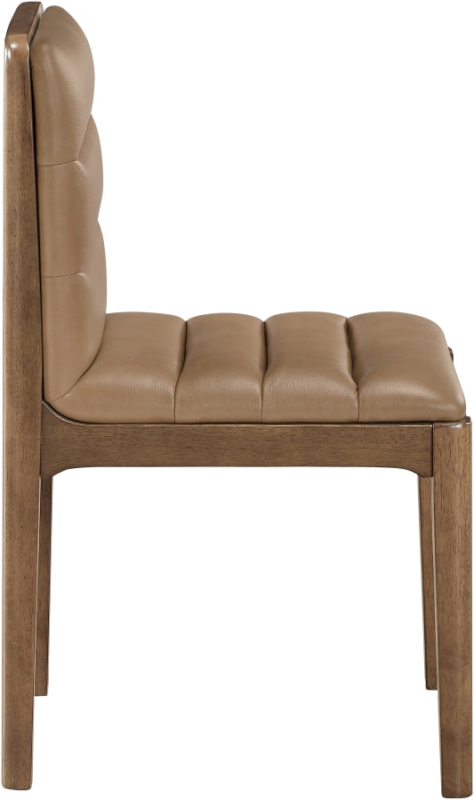 Ellis Cane And Vegan Leather Upholstered Dining Chair in Tan, Set of 2 - 88050Tan-C