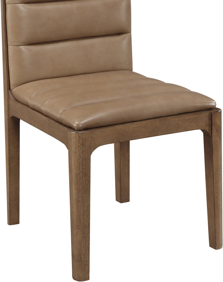 Ellis Cane And Vegan Leather Upholstered Dining Chair in Tan, Set of 2 - 88050Tan-C