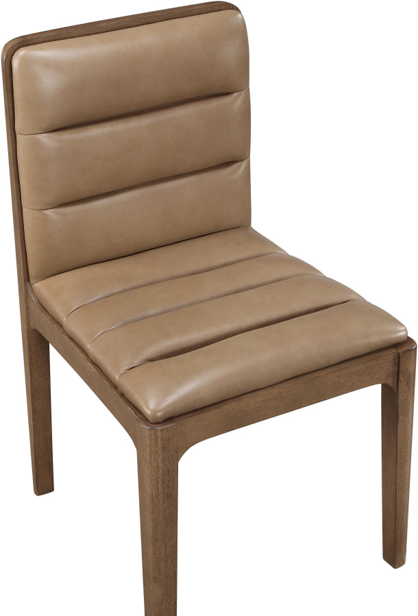 Ellis Cane And Vegan Leather Upholstered Dining Chair in Tan, Set of 2 - 88050Tan-C