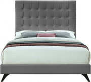 Elly Velvet King Bed Grey - Gate FurnitureKing Bed